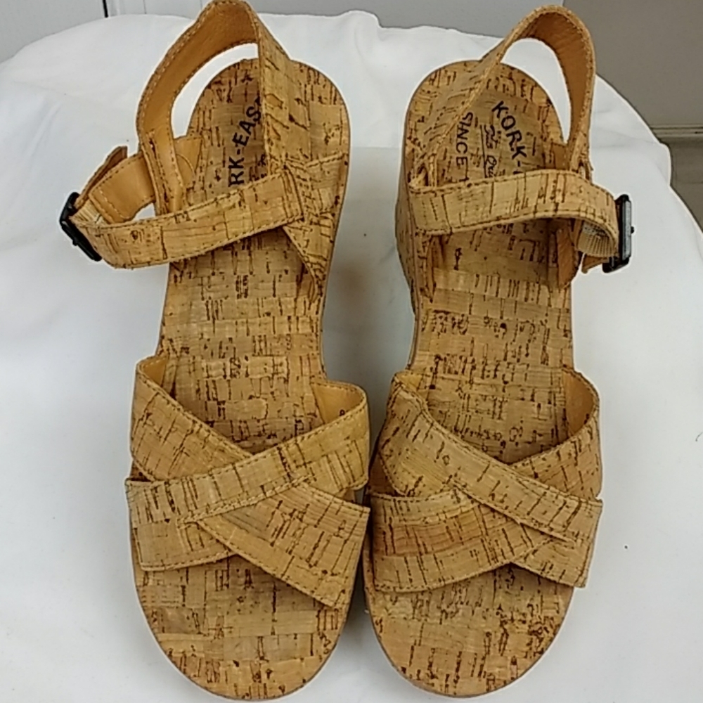 Kork-Ease All Cork Eva Platform Wedge Shoe 9(40.5)